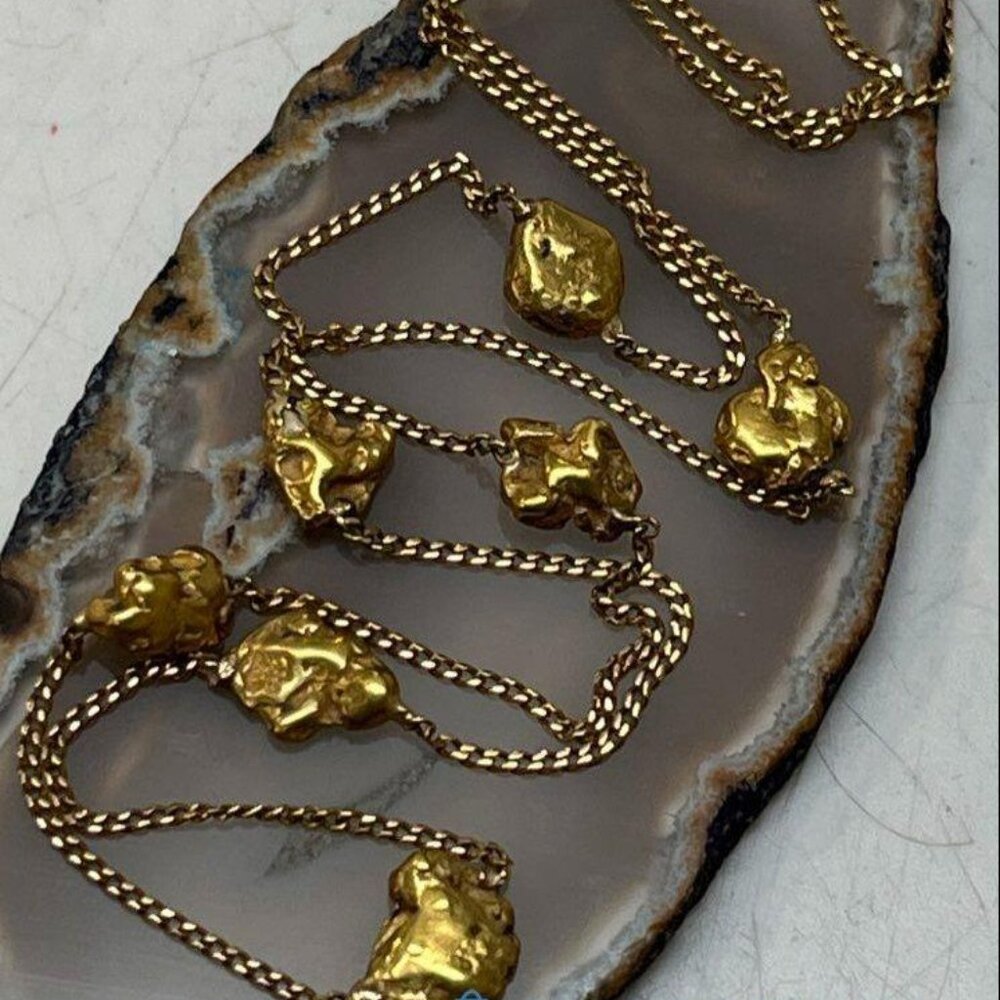 18K* / 22K* Gold Nugget Station Chain Necklace 5.7g - *appx gold karat